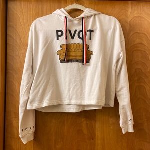 Long Sleeve Friends Themed Hooded Crop Top
